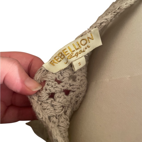 Rebellion Again Cream/Beige Crochet Knit Top - Picture 3 of 5